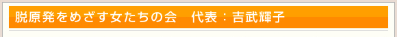 脱原発をめざす女たちの会 代表 吉武輝子